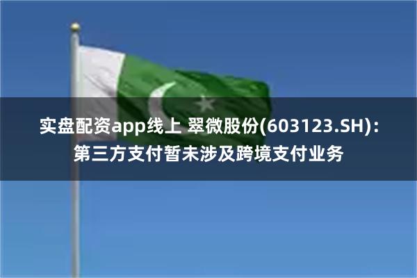 实盘配资app线上 翠微股份(603123.SH)：第三方支付暂未涉及跨境支付业务