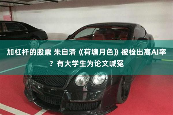 加杠杆的股票 朱自清《荷塘月色》被检出高AI率？有大学生为论文喊冤